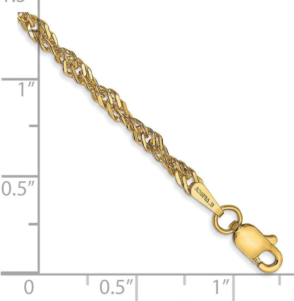 Sonia Jewels Solid 14k Yellow Gold 2.75mm Singapore Chain