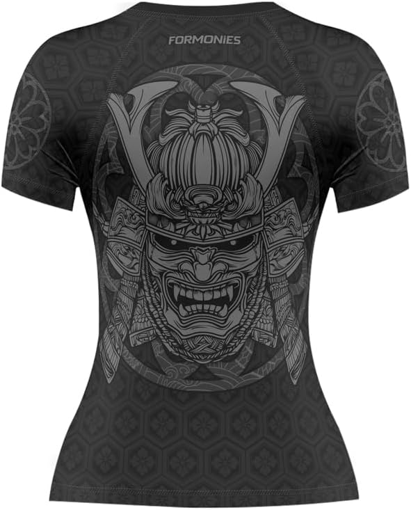 FORMONIES Samurai Women’s Rash Guard Short Sleeve – BJJ MMA Base Layer Compression Shirt for Grappling & No-Gi