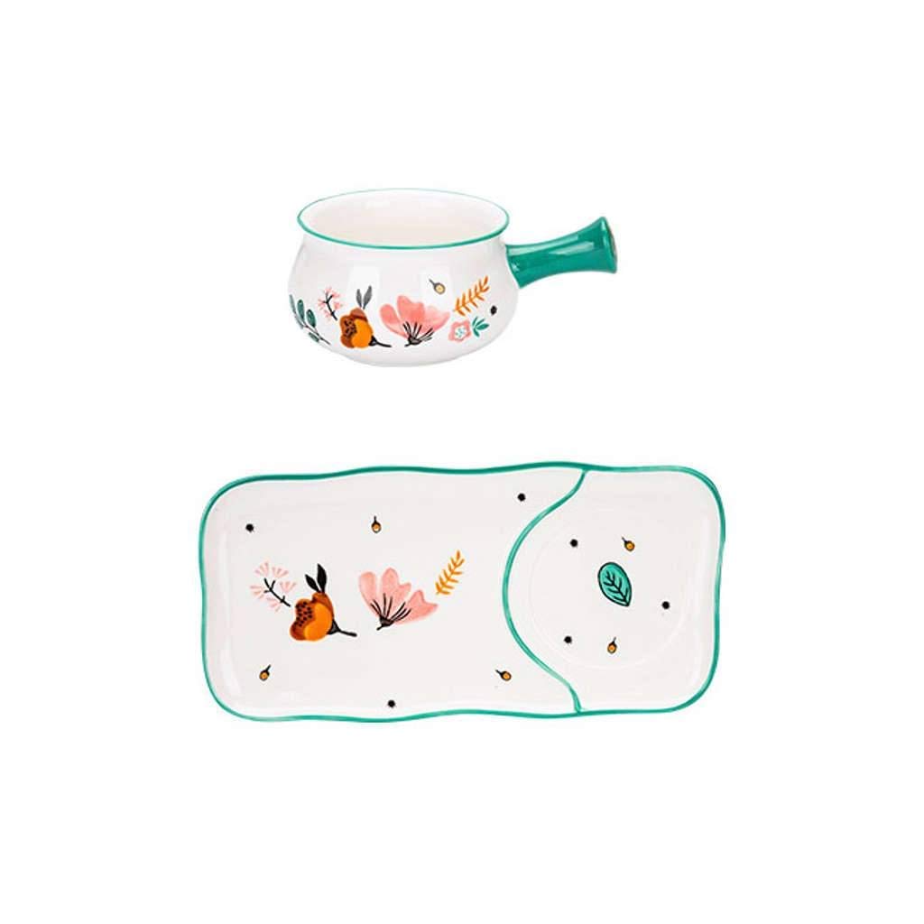 Bol à soupe en porcelaine avec poignée, assiette et bol micro-ondes 650ml