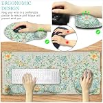 Floral Desk Mat Set, Cute Green Mouse Pad with Gel Wrist Rest - Image 3
