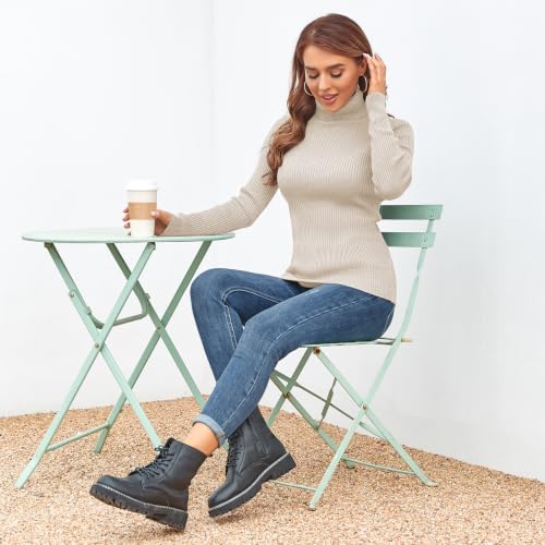 Image of Rocorose Women's Ribbed Turtleneck Sweater Long Sleeve Knitted Solid Pullover
