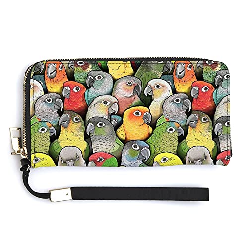 FunnyStar Colour of Conures Women’s PU Leather Wallet with Card Holders Money Organizer Zipper Purse Wristlet Handbag