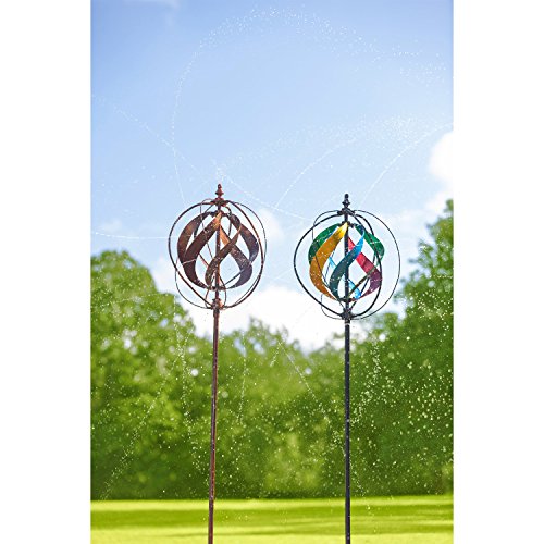 Evergreen 89-inch Copper Outdoor Safe Kinetic Hydro Spinner Lawn Watering Garden Stake - Image 4