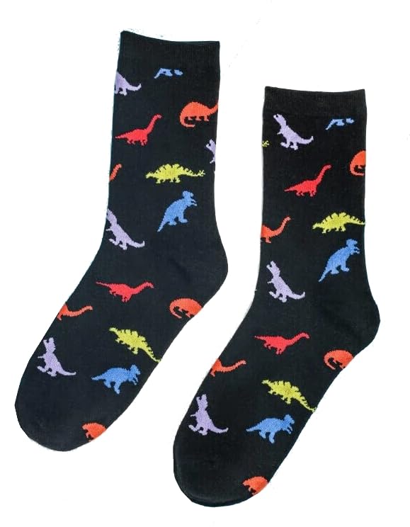 Calcetines negros de dinosaurio mujer elásticos pack de algodón talla única 36 a 40