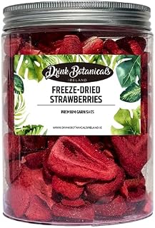 Drink Botanicals Ireland Freeze Dried Strawberries Jar | Non GMO Perfect for Baking, Garnishing, Cakes, Deserts,100% Natural Dry Strawberry Pieces (60 Grams)