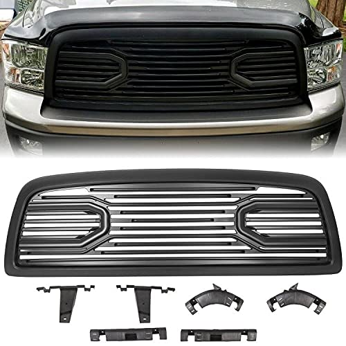 HECASA Grille Grill w/Replacement Shell Packaged Compatible with 2009-2012 Ram 1500 Matte Black