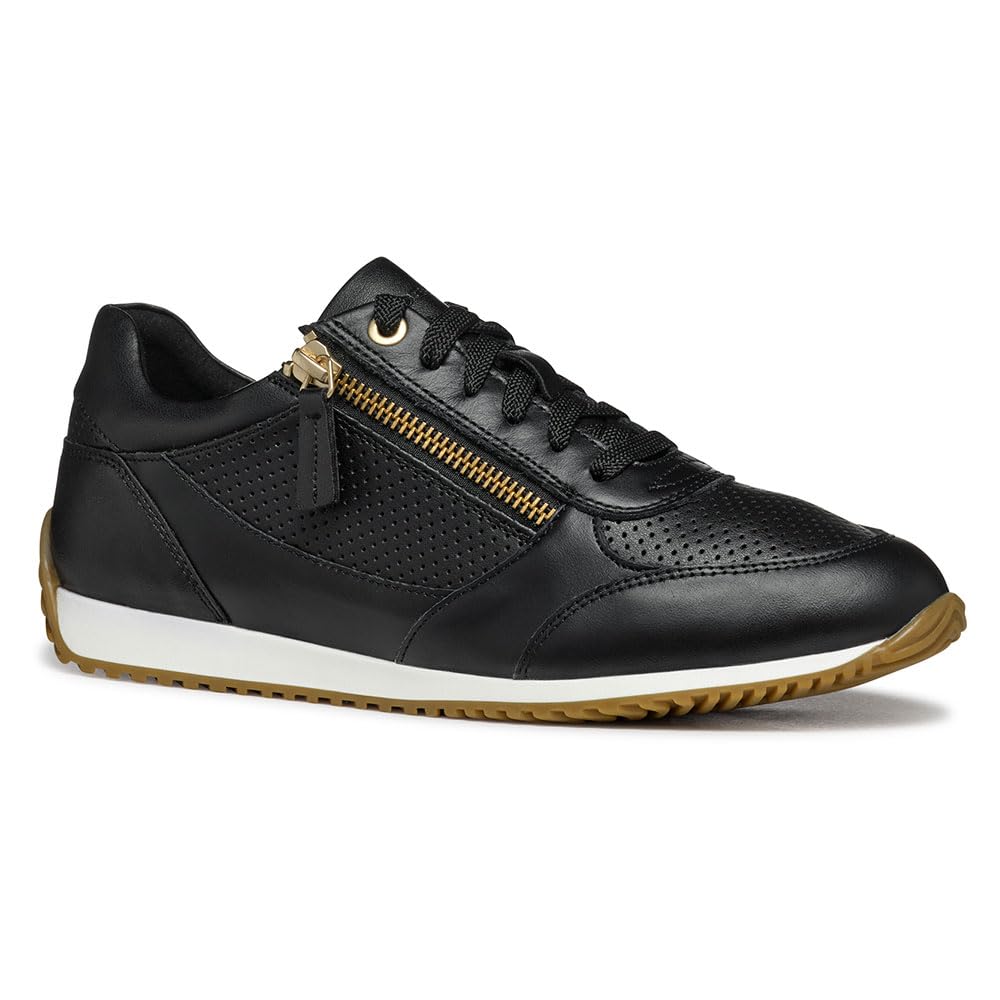 Geox Women's D CALITHE A Sneaker, Black, 7.5 UK