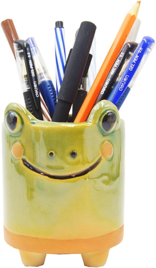 MONMOB Ceramic Frog Pencil Holder Frog Pencil Holder for