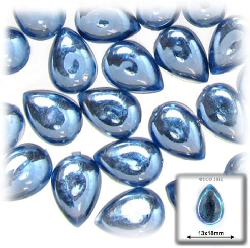 The Crafts Outlet 144-Piece Acrylic Flatback Cabochons Teardrop Beads, 13 by 18mm, Aqua Blue