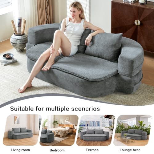 Image of 79 inch Convertible Futon Sofa Bed Mattress, Sleeper Boneless Futon Sofa,Grey