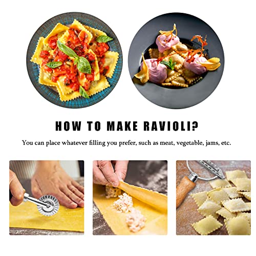 Ravioli Cutter, Stamp Maker Cutter & Pasta Cutter Wheel, 6 Pieces Cookie Mold With Wooden Handle, Cutter Set For Homemade Ravioli Cookie Biscuit Pasta Lasagna (6 Pcs) #TOP4