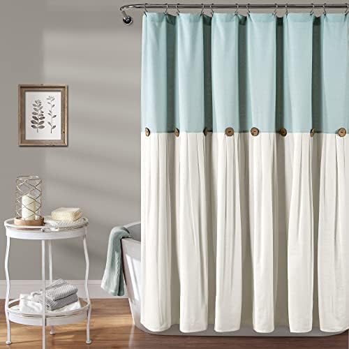 Lush Decor Linen Button Shower Curtain Single 72" W x 84" L Blue ...