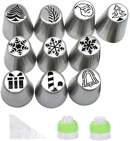 Weagood Chritsmas - Juego de 22 puntas de tubería rusas, 10 boquillas de glaseado, 10 bolsas de pastelería para hornear, 2 acopladores para glaseado