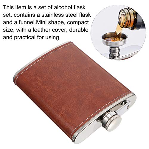 UPKOCH Roestvrijstalen heupfles trechter set fles PU leer wrap voor whisky wodka alcohol zak container rood - Afbeelding 4