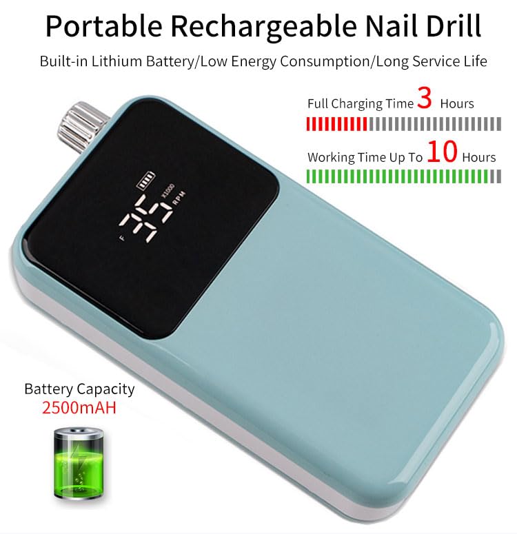 Miniatura 4 de Taladro de uñas profesional portátil, lima de uñas eléctrica, eliminación de uñas, para salón de uñas en el hogar (motores sin escobillas premium,
