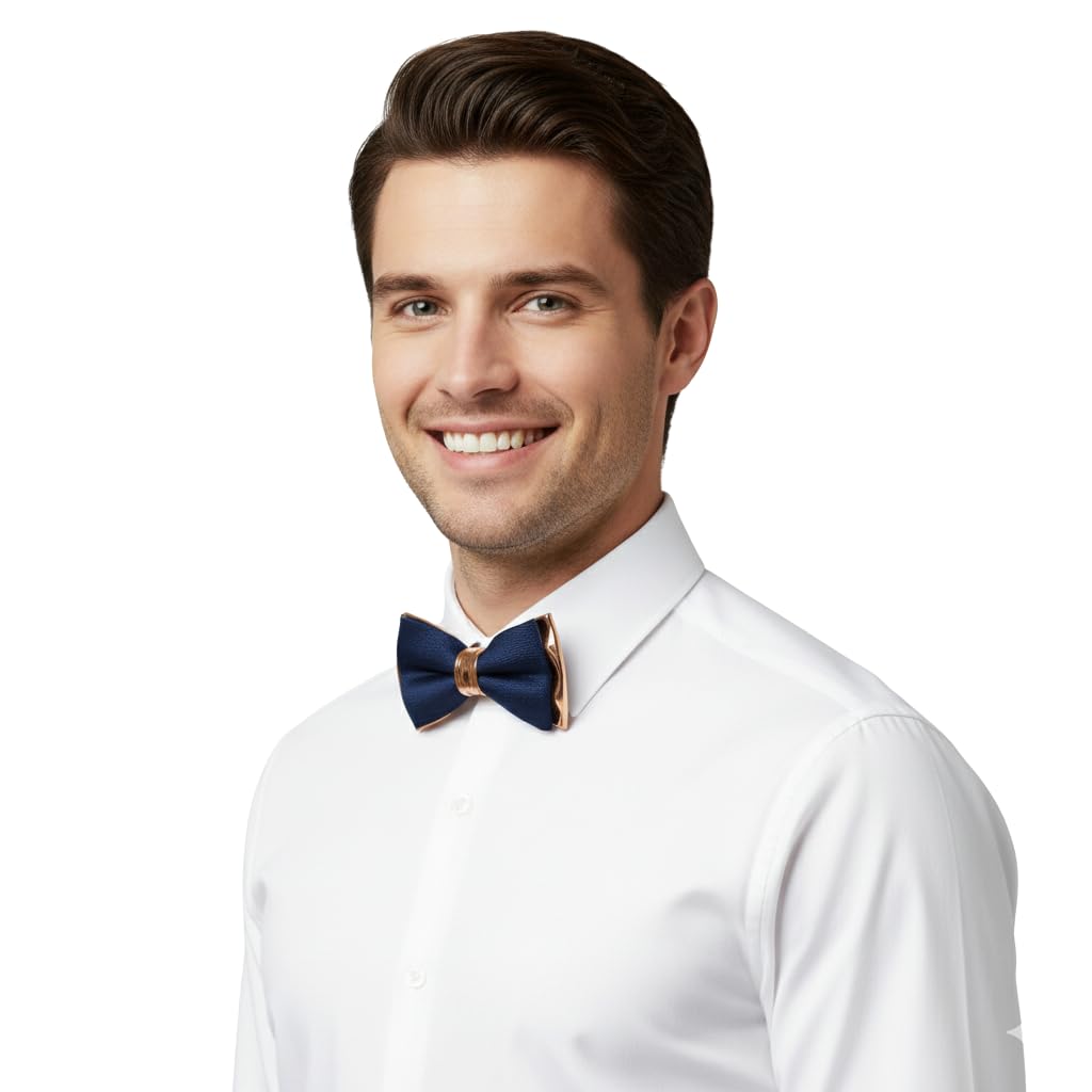 rr design Silk Satin + Gold PVC Faux Leahter Bow tie for Men-wedding collection-preminum style-picture-7