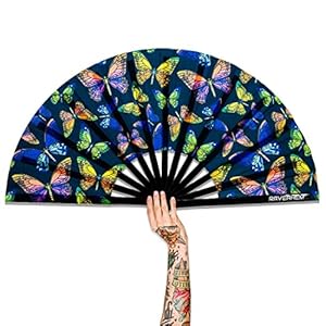 Raveahem Schmetterling Handventilator Rave-Fächer 33 cm