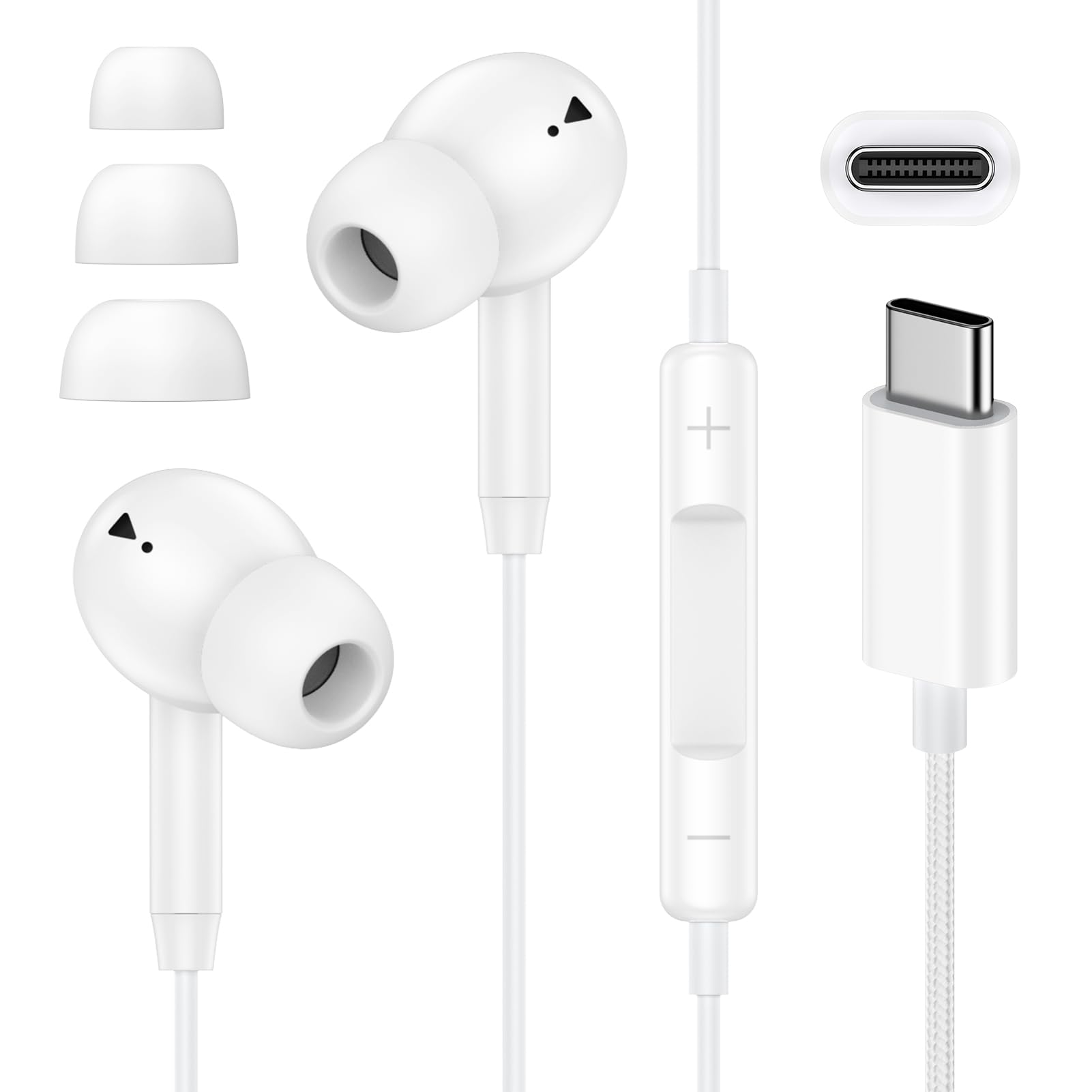 USB C Headphones for iPhone16 15 iPhone Wired Earbuds with Microphone Noise Cancelling Usbc Wired Earphones for Samsung