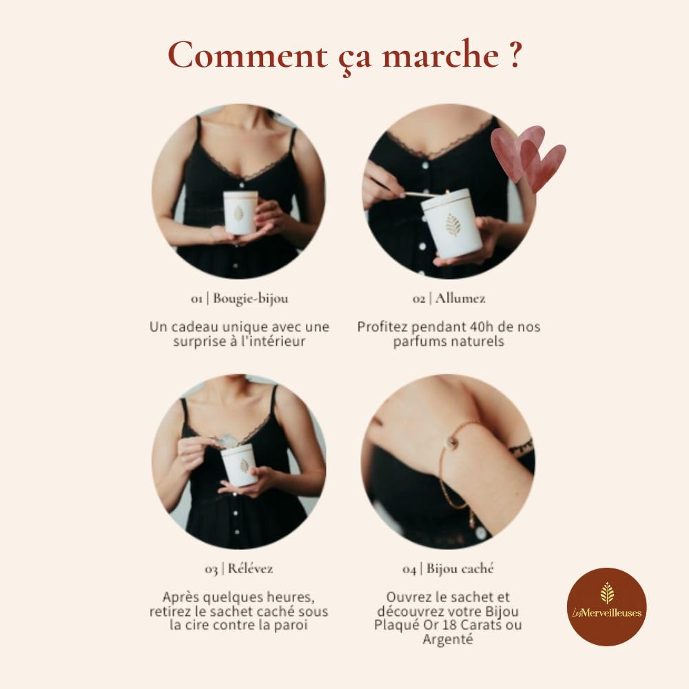 BOUGIE-BIJOU | Collier Plaqué Or Cadeau | Parfum Coton