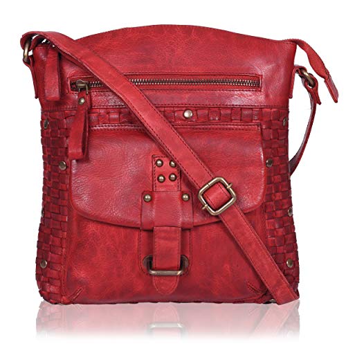 Genuine Leather Crossbody Sling bag for Women Fancy & Stylish Bags for Girls (Red Wash)