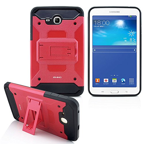 iRHINO for Samsung Galaxy Tab E Lite 7.0' SM-T113(2016) Case Shockproof Heavy Duty Armor Rugged Hybrid Kickstand Protective Cover Case (Red)