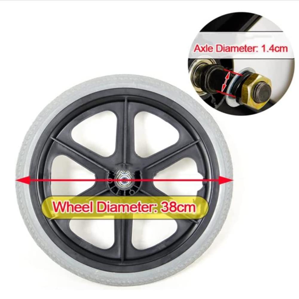 Rueda Trasera para Silla de Ruedas, Rueda de Repuesto para Silla de Ruedas de 16 Pulgadas, Rueda Maciza No Inflable, 16 * 1,75