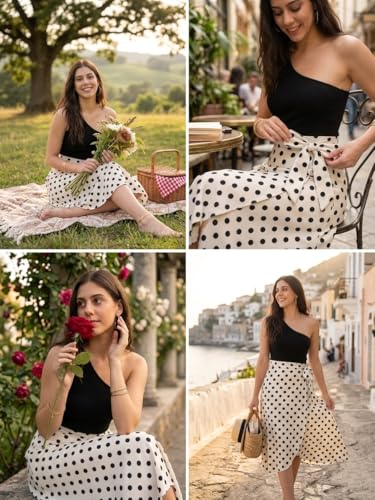 Image of GirlCode Women's Boho Floral Print Wrap Front Self Tie Knot Midi Skirt Women & Girls