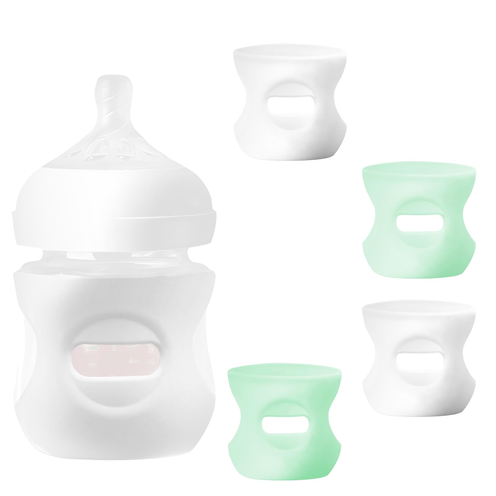 AIHSUMC 4 Pack Silicone Sleeves for Avent Natural Glass Baby Bottles, Baby Bottle Sleeves 4 oz Premium Food Grade Silicone Bottle Cover, Anti Breakage Baby Bottle Holder