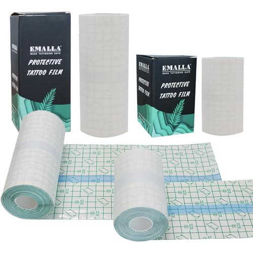 Tattoo Aftercare Bandage - SOTICA 2 Rolls 10yd Second Skin Tattoo Cover (4 inch, 6 inch Wide) Tattoo Bandages Waterproof Tattoo Wraps for Healing Tattoo Cover for Swimming Tattoo Film for Shower
