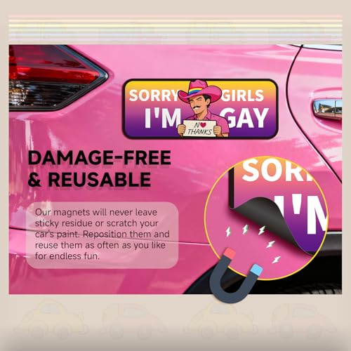 Image of Funny Bumper Stickers Gay Pride Magnets Car Prank Stickers Magnetic LGBTQ Car Stickers for Vehicles and Trucks or Fridge Magnet