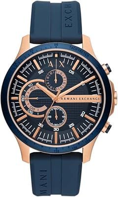Armani Exchange Orologio da uomo, Movimento cronografo al quarzo e cassa da 46 mm con cinturino in silicone