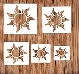 5PCS Sun Stencils for Painting on Wood Wall Reusable Boho Sun Stencils for Crafts Canvas Furniture Wall Drawing Card Making Pattern Decor