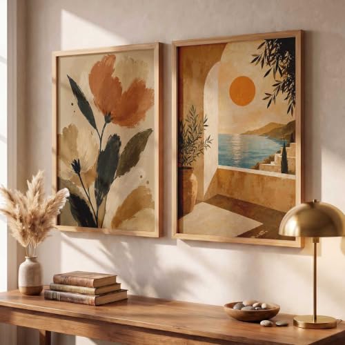 Image of kotart Modern Art Home Decoration Painting With Frame For Living Room Bed Room Hotel Wall Decor Digital Reprint Set of 2 (10X13 inch)