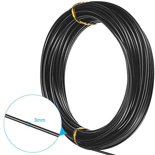 Image of TecUnite Aluminum Craft Wire for Sculpting Armature Bendable Craft Wire for DIY Jewelry Making(Black, 10 M X 3 mm, 1 Roll)