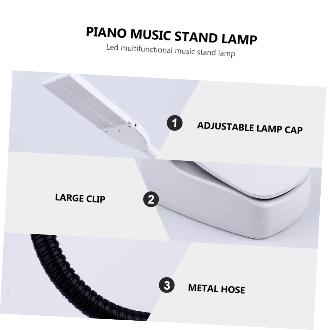 Abaodam Verstellbare Klavierlampe mit Augenschonender LED Technologie Abs Gehäuse und Batteriebetrieben für Notenständer zum Üben und Spielen