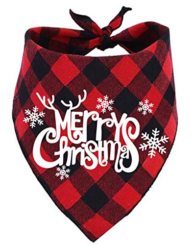 Dog Christmas Bandana Classic Buffalo Plaid Pets Scarf Triangle Bibs Kerchief for Small Medium Large Dogs Cats Pets