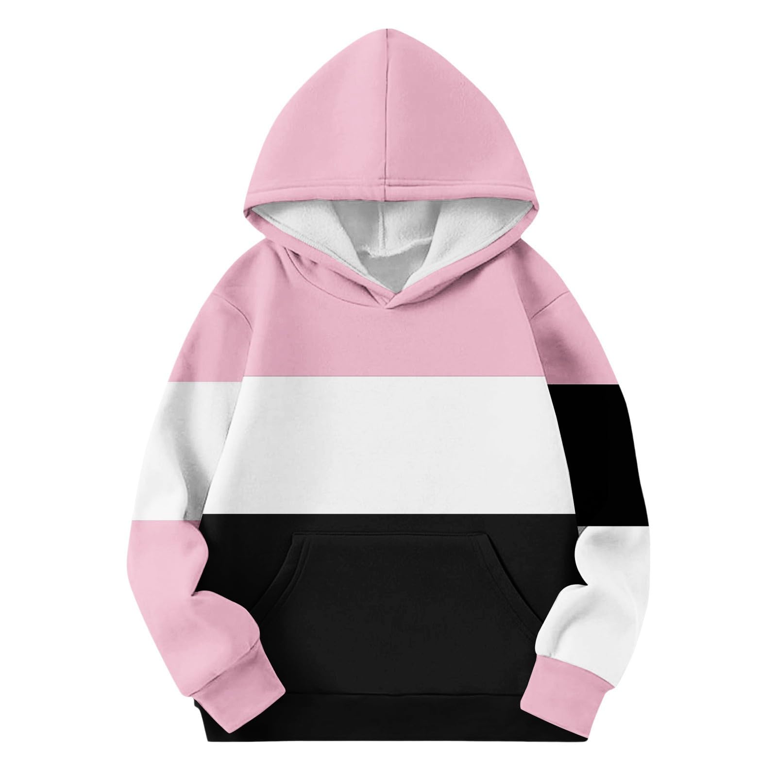 HAOLEI Conjunto Deportivo de 2 Piezas para Niñas y Niños,Conjunto Chandal de Color Block Sudadera con Capucha Manga Larga y Cintura Alta Pantalones Deporte para Infantil Ropa Chándal Otoño Invierno