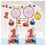 Amscan 241835 Sesame Street® 'Elmo Turns One' Room Decorating Kit, Birthday, 10ct , Brown