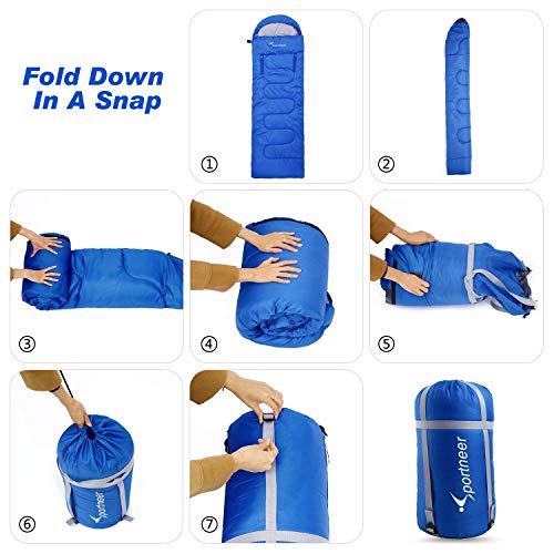 UPSKR Envelope Sleeping Bag with Compression Sack, Lightweight and
