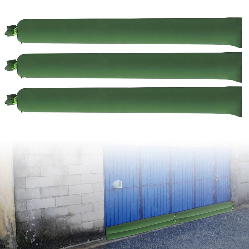 Lot de 3 barrières Anti-inondation activées par l'eau, 120 x 19cm Sac Anti Inondation Sable Inondation Réutilisable Toile réutilisables et absorbantes pour Garage et sous-Sol