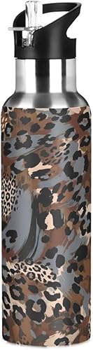 Miniatura 1 de Botella de agua de acero inoxidable aislada al vacío de 20 onzas, botella de agua deportiva sin BPA con popote para gimnasio, viajes al aire libre,