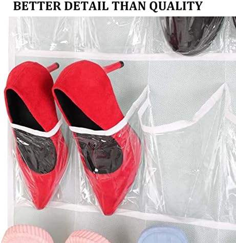 YORKING 24 Pockets Over the Door Shoe Organizer Door Back Pocket Foldable Hanging Bag Shelf Shoe Rack Storage Stand Organiser Holder with Hooks for Bedroom Bathroom Closet Transparent