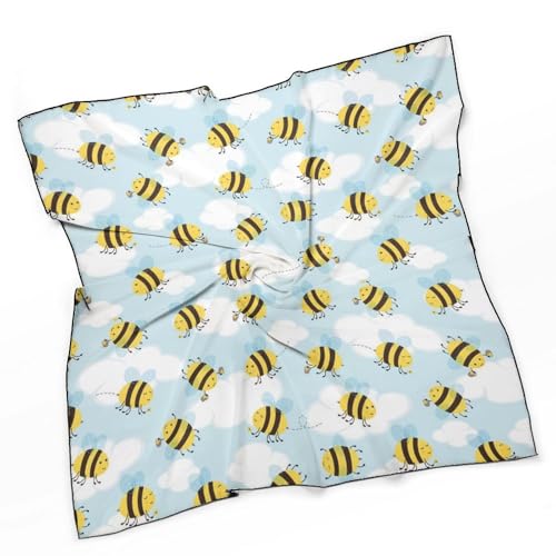 Large Square Silk Like Hair Scarves 27" X 27" Square Scarf Wrist Accessory Bunny-ear Scarf Tie Bag Decoration for Women3