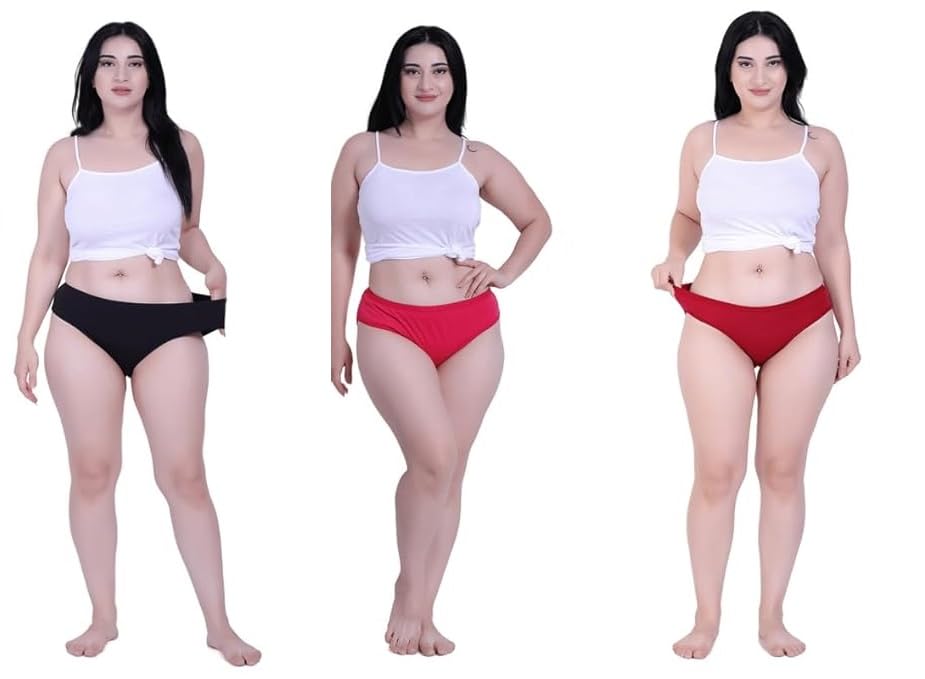 jbn trading Plus Size High Waist Cotton Panties for Women | Inside Elastic - No Elastic Exposure to Skin |Big Size Chaddi for Women Pack of 3-picture-16
