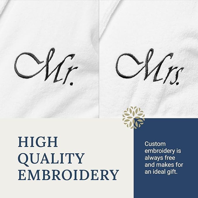 BEN KAUFMAN SALES CO Custom Bathrobes | 2pc Cotton Velour Personalized His and Hers Robes For Couples Monogrammed Bathrobe…3