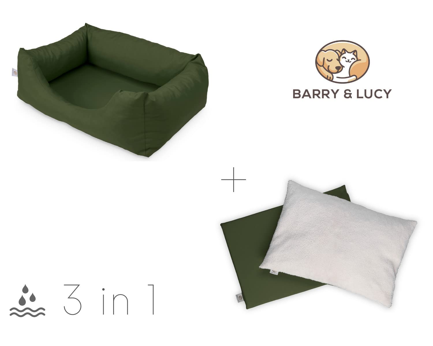 Barry & Lucy Hondenmatras Hondenkussen 3in1 Waterdichte Hondenslaapmat Hondenmat Hondenbed Hondenmand Ligkussen Zacht Kussen Met Warm Inzetstuk S 60 X 40 Cm Cremekleurig 2512427787