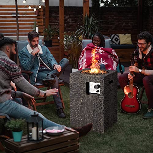 Giantex Fire Pit For Outside 16’’Gas Fireplaces, 30,000 Btu Electronic Ignition Square With Lava Rocks, Instant Touch-Up Pen, Waterproof Cover, For Patio,Outdoor, Csa Certified Outdoor Firepits(Black) #TOP1