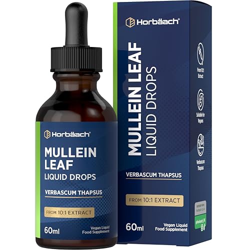Mullein Leaf Extract Drops | High Strength 1000mg Liquid | 60ml - 60 000mg per Bottle | High Absorption | Vegan | Horbaach