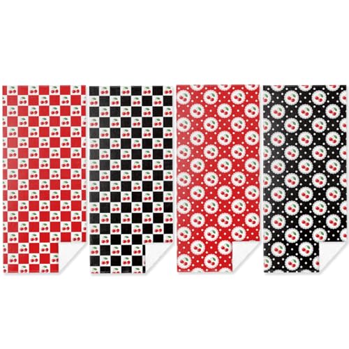 4 Pack Towels for Bathroom, Beach Towel, Microfiber Lightweight Beach Towels Oversized, Towel Accessories for Women Girls Swim Birthday Christmas Party Favors 32x71 IN, Cute Cherry Dot Checkered by VBCVBGFH - Used condition - US$15.20