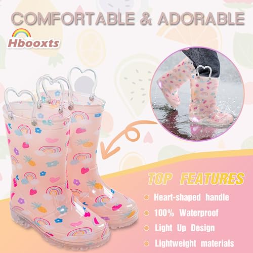 Toddler Rain Boots Waterproof Rubber Kids Rain Boots for Girls and Boys with Fun Patterns and Easy-On Handles2